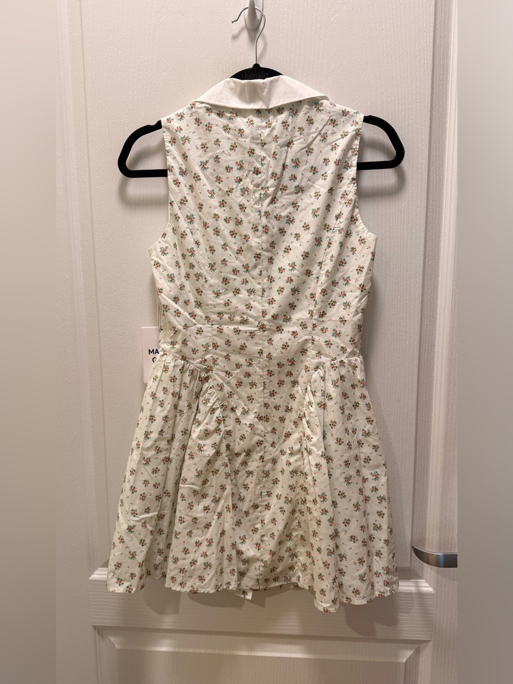 Sleeveless Cream Floral Button-Front Mini Dress - Picture 5 of 7